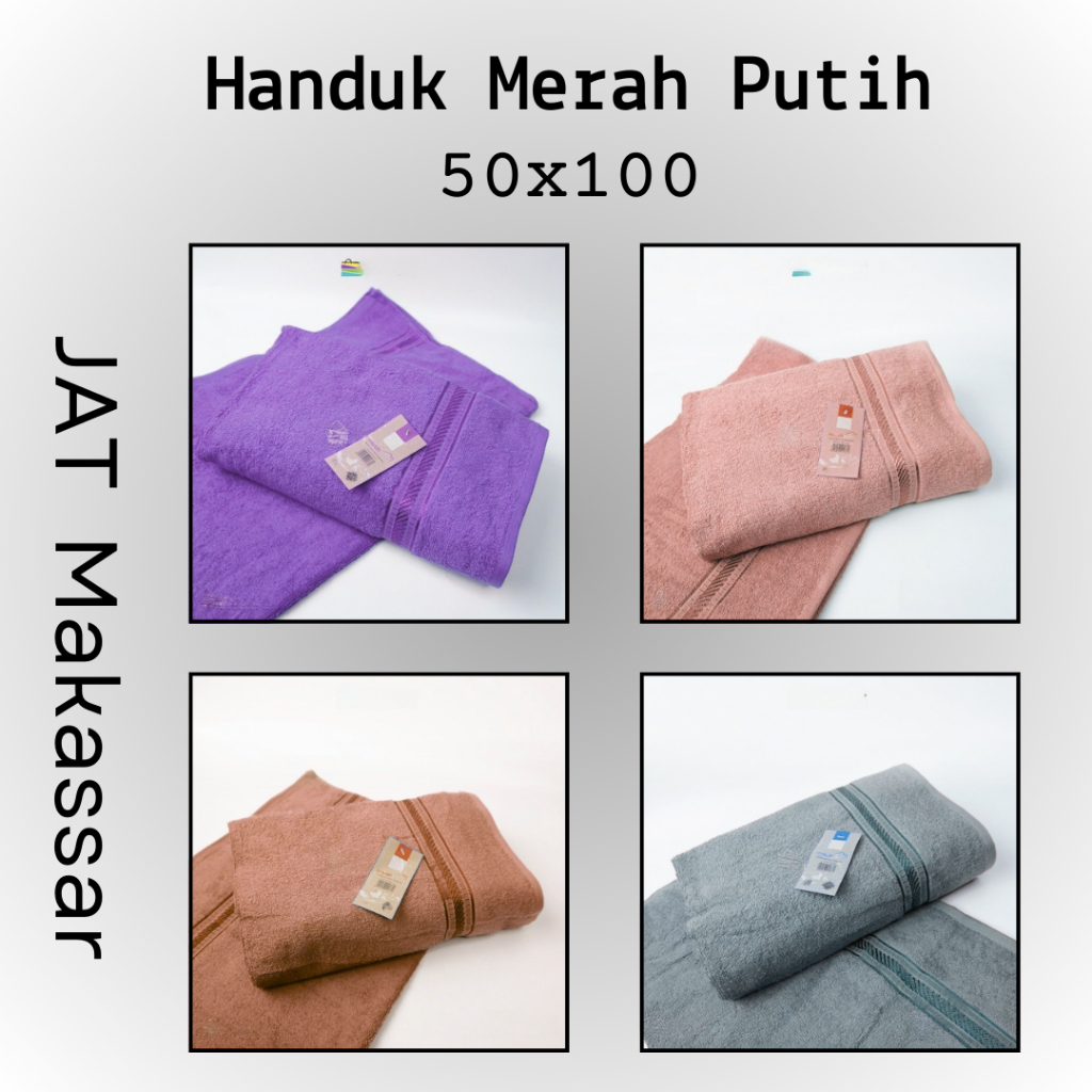 Handuk Mandi Anak Tebal Premium Full Cotton - Handuk Kecil Merah Putih 50x100 cm