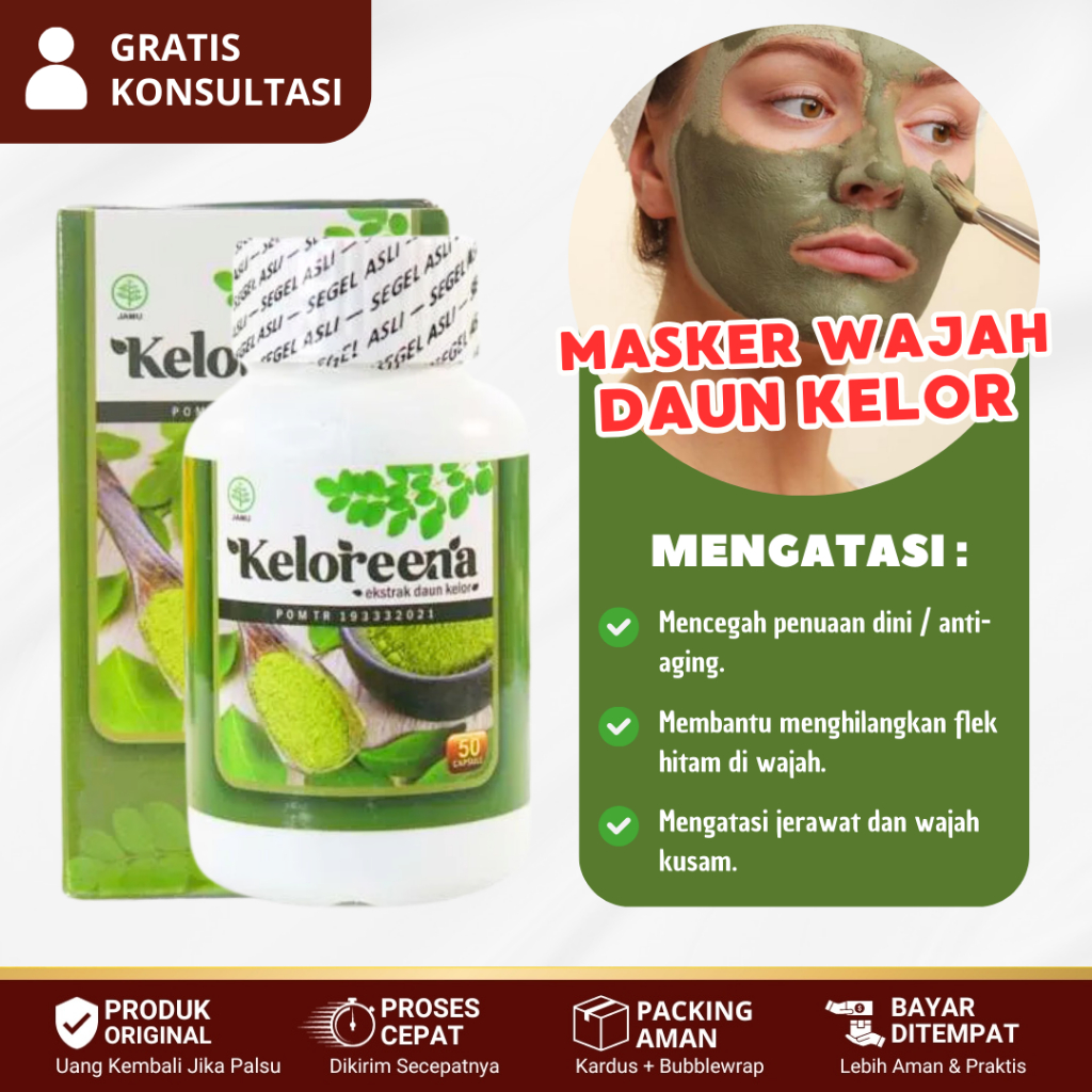 Masker Wajah Daun Kelor, Masker Daun Kelor Untuk Flek Hitam / Jerawat / Penuaan Dini / Wajah Kusam -