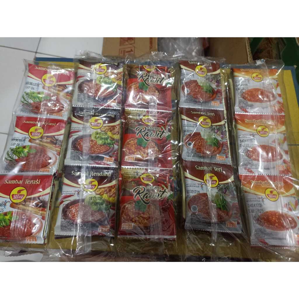 

SAMBAL ULEG FINNA/SAMBAL PEDAS/SAMBAL TERI/SAMBAL HIJAU/SAMBAL RENDANG /SAMBAL TERASI/ SAMBAL RAWIT ISI 10 PCS