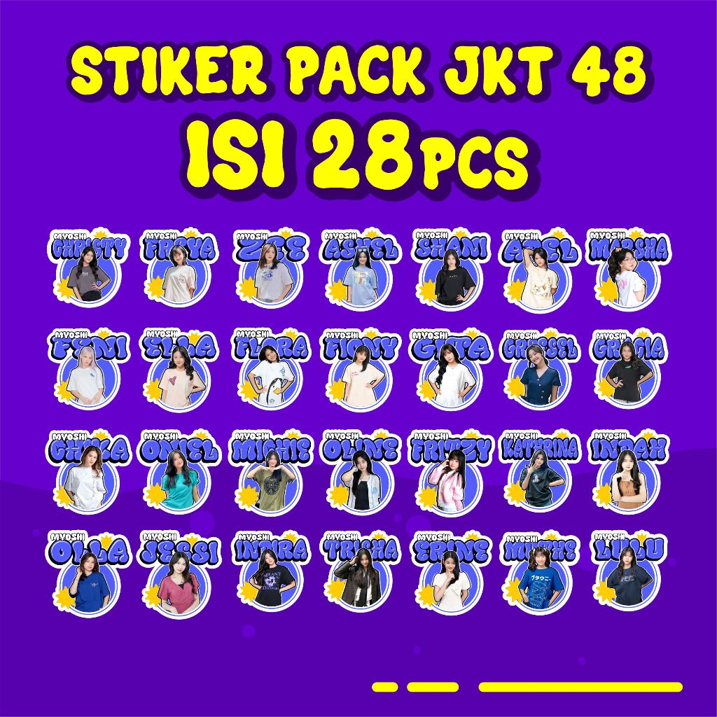 

( isi 28pcs ) Stiker pack member jeketi48 Premium mengkilap My Oshi Edition Zee Shani Freya Adel Christy Muthe Gracia Adel Gressel Ashel Olla Freya Fiony Flora
