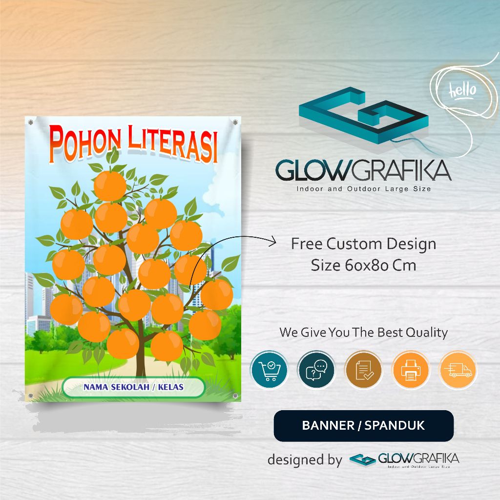 Cetak Spanduk Banner Pohon Literasi Buah Jeruk
