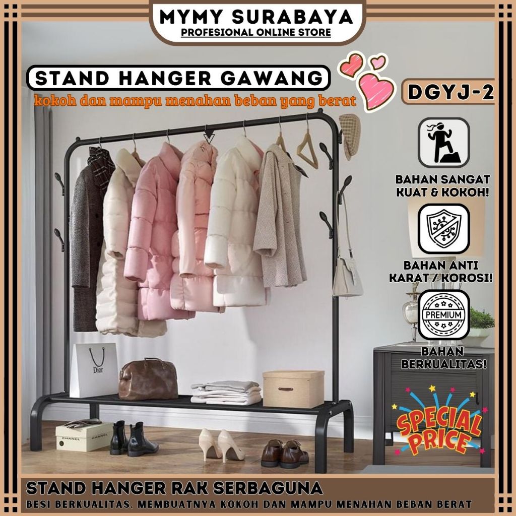 MYMY.SURABAYA Stand Hanger Single Gantungan Baju Besi Rak Baju Multifungsi Hanger Gawang Baju Simple