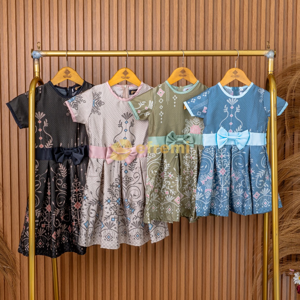 EF142 DRESS BATIK ANAK PEREMPUAN DRESS BATIK SATIN SILK DRESS BALITA DRESS BATIK BAYI PEREMPUAN COUP