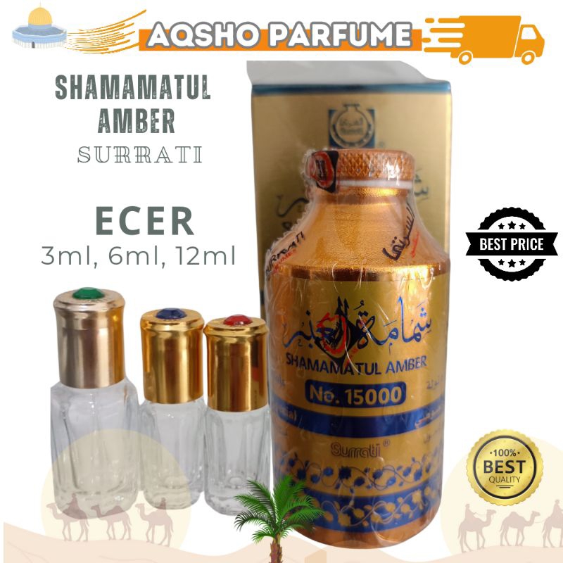 Ecer SHAMAMATUL AMBER No.15000 3ml 6ml 12ml, Parfum Import Arab Saudi Minyak Wangi Original Biang Mu