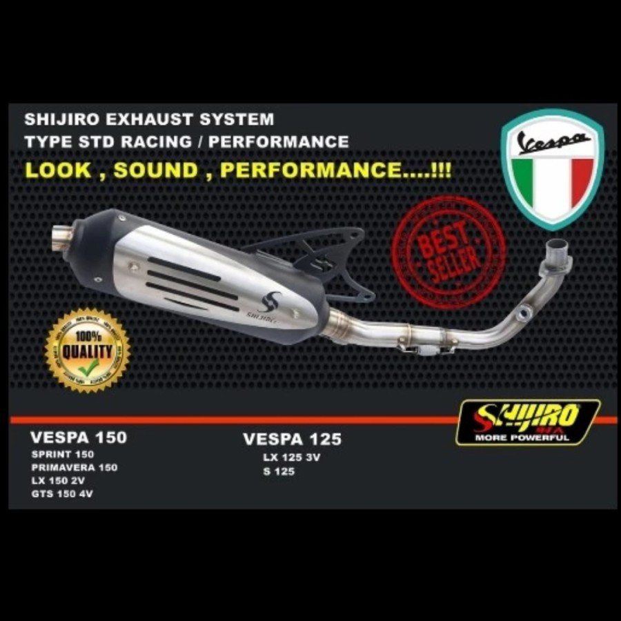 KNALPOT STANDAR RACING VESPA MATIC 125/150 SHIJIRO RACING ORIGINAL