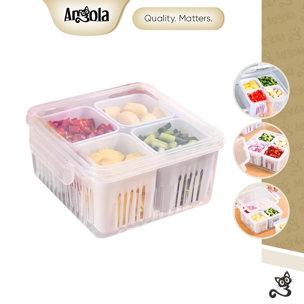 ANGOLA Wadah Penyimpanan Sayur Buah Makanan Dengan Saringan L13 Food Preparation Box/Food Container