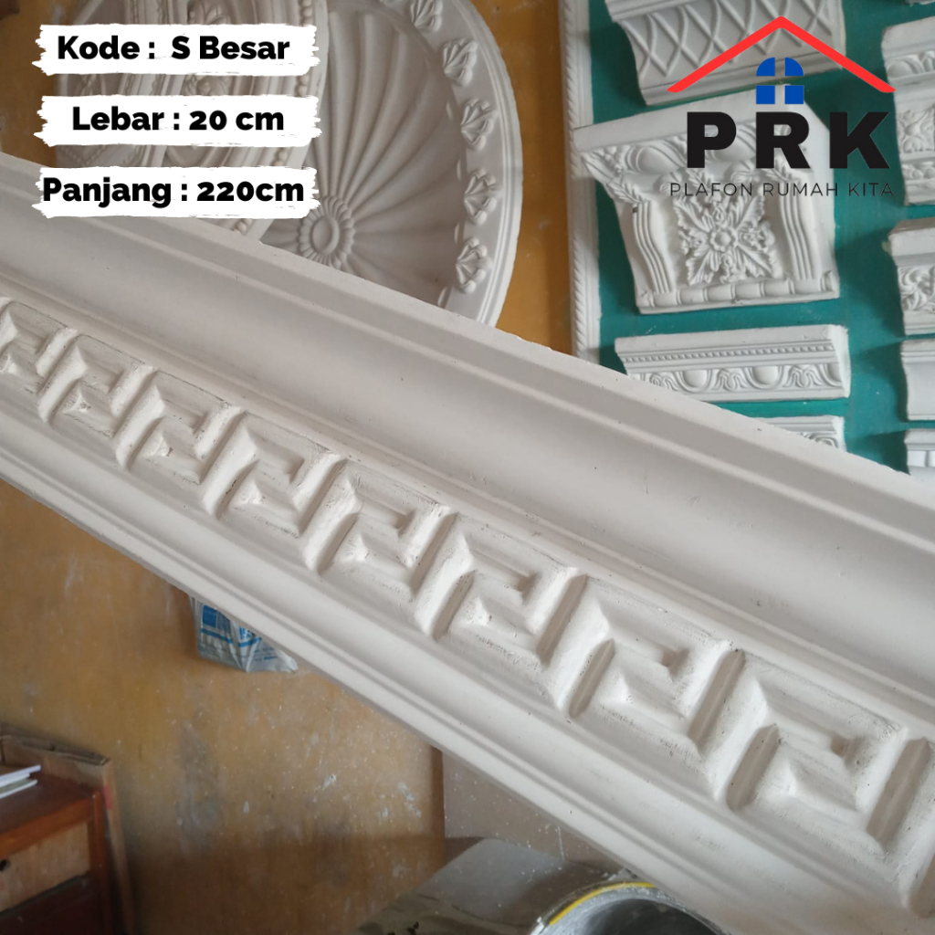 Lis List Gypsum Gipsum Motif (MINIMALIS) Persase s Timbul lebar 20 cm Plafon ornament dekorasi untuk