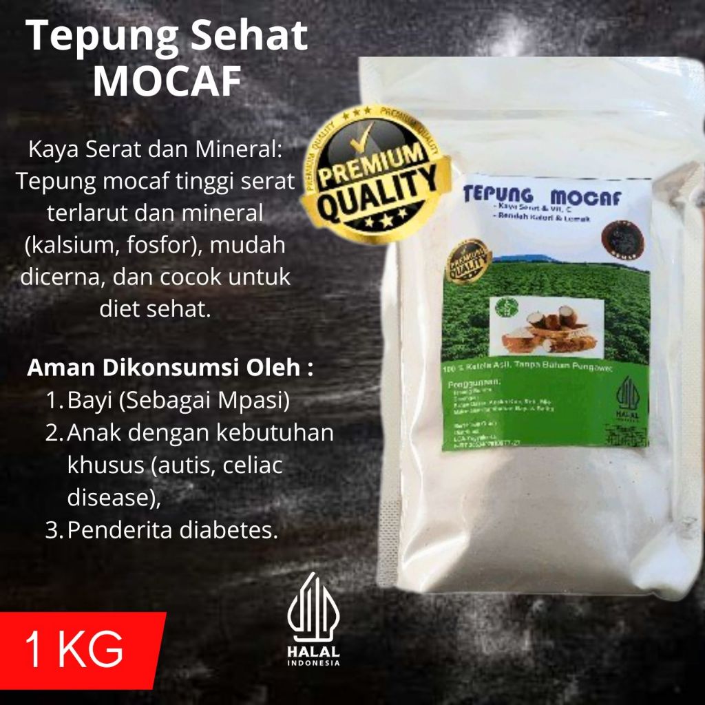 

TEPUNG MOCAF (GLUTEN FREE) / Tepung Singkong - Tepung Sehat Serbaguna 1 KG Kemasan Ekonomis