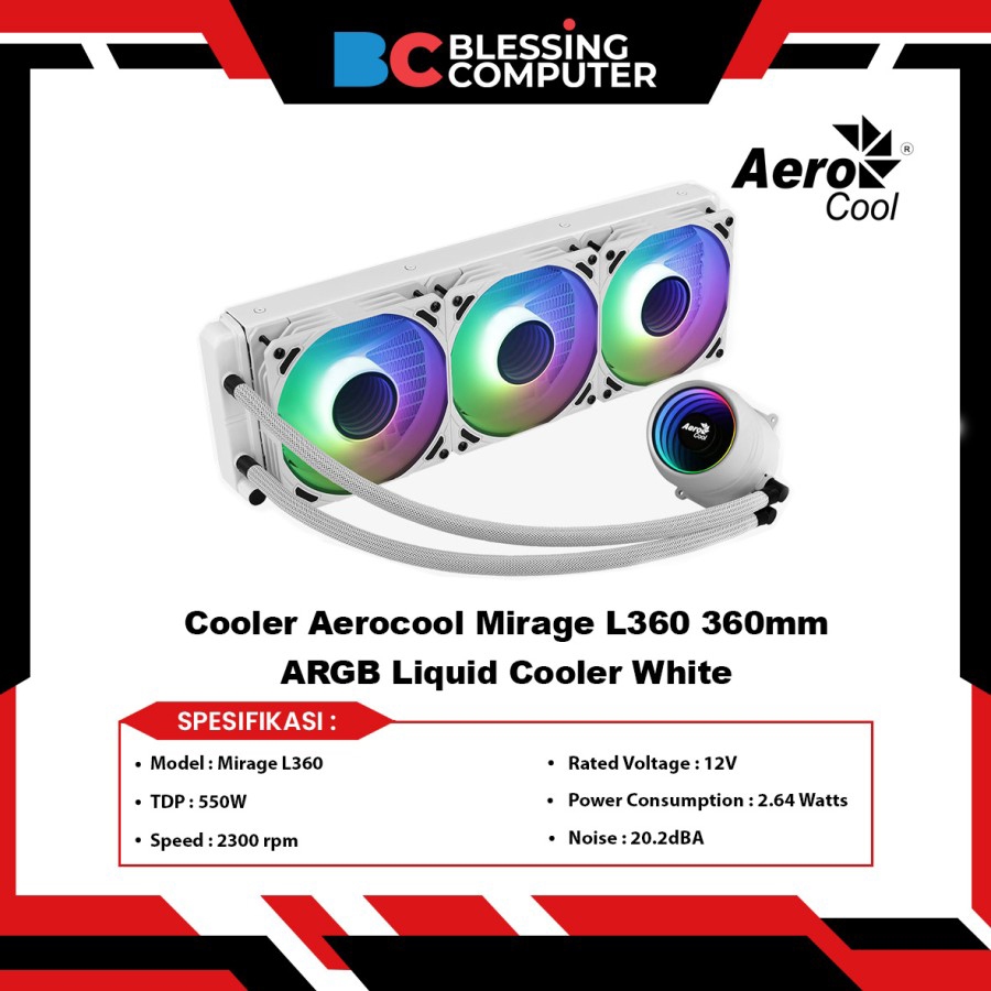 Cooler Aerocool Mirage L360 360mm ARGB Liquid Cooler White