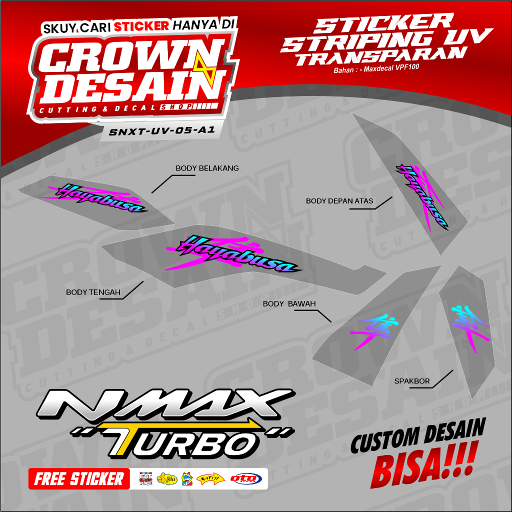 Striping NMAX 155 Turbo Variasi Hayabusa Simple - Striping Transparan NMAX 155 Turbo New Desain Haya