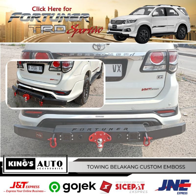 Towing Belakang Model Custom Fortuner TRD 2012 2015 Emboss FORTUNER