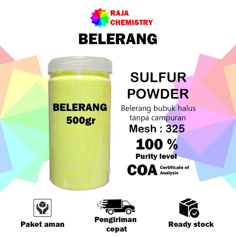 Belerang Bubuk Halus 500 gram / powder belerang / Sulfur / Belerang / Obat Gatel / Belerang Asli & M