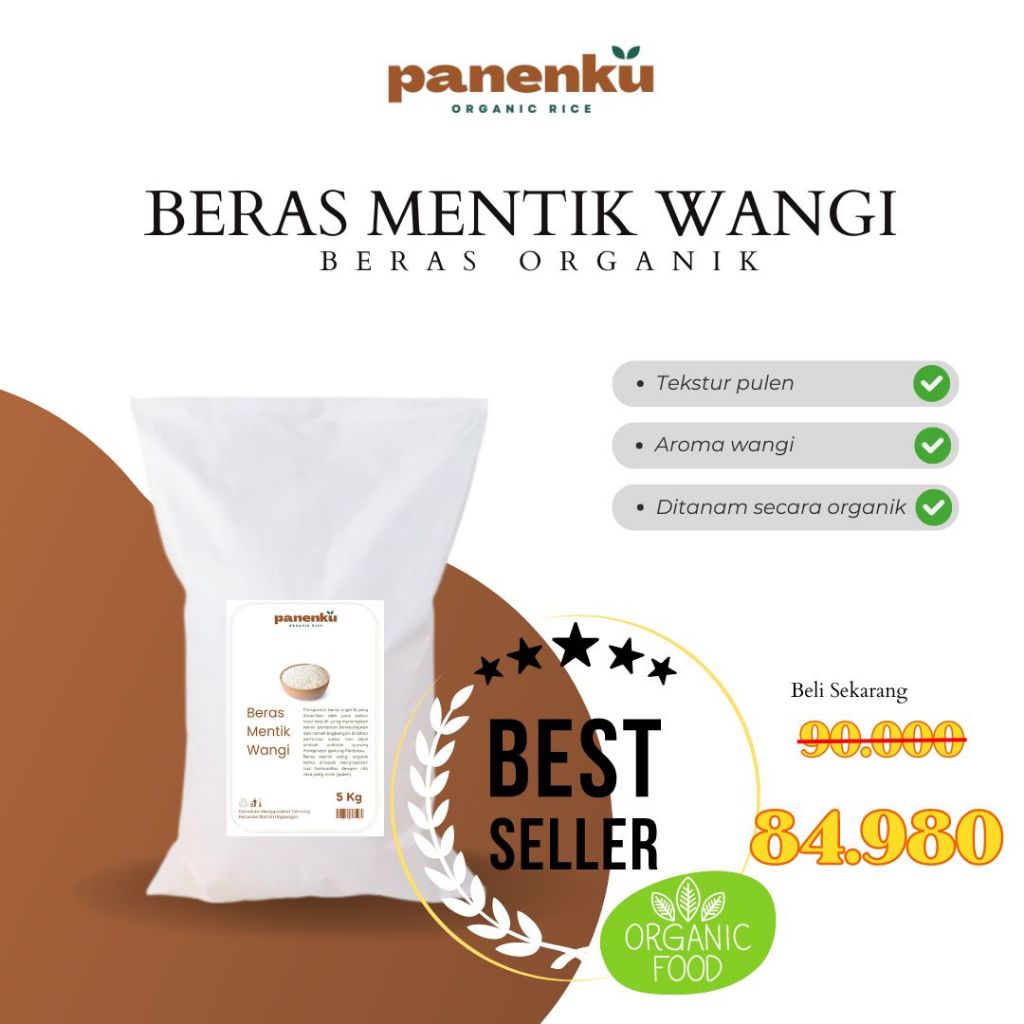 

Beras Mentik Wangi Organik Premium - Bebas Bahan Kimia, Aromatik & Lezat Beras Mentik Wangi Beras Wangi 5kg