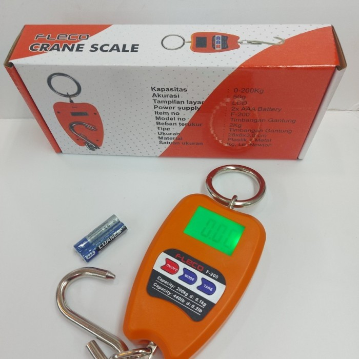NEW Timbangan Gantung digitalmerk //8088 Fleco F 200kap 200kgcasing ABSpower batre A3 x 2 pcs timban