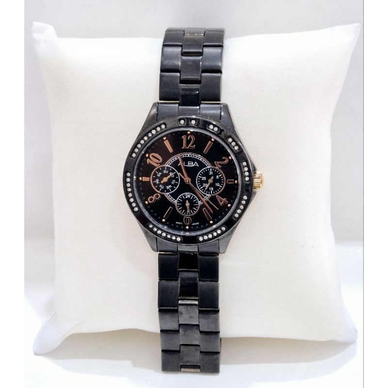 Alba ASPE45X1 chrono black jam tangan cowok original