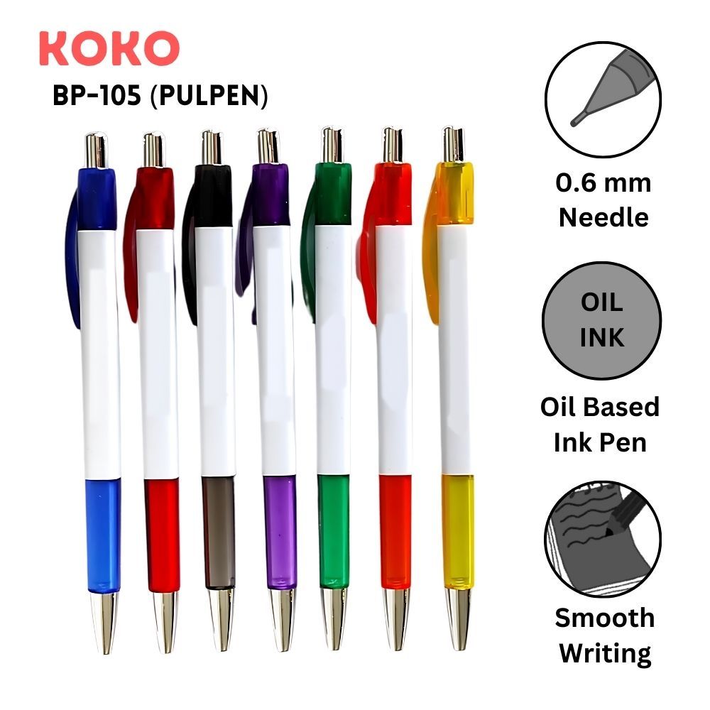 

Bolpen Pulpen Koko BP-105 Body Kotak Warna Warni