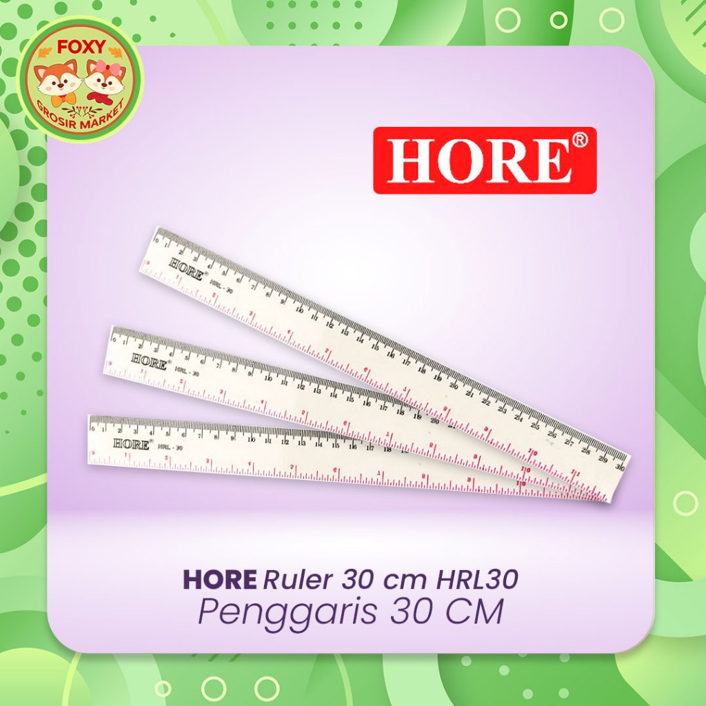 

Penggaris 30 cm HRL30 / Penggaris Plastik 40 cm HRL40 / 50 cm HRL50 / 60 cm HRL60 - HORE Transparant Ruler HRL BEST QUALITY