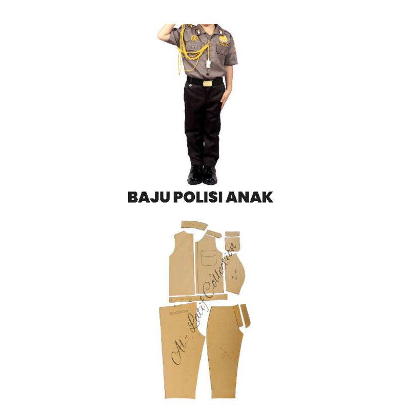 Pola Jiplak/Pola Instan BAJU POLISI ANAK