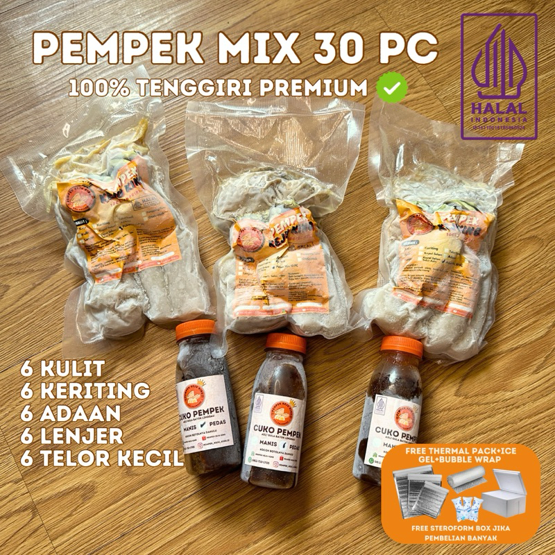 

Paket Pempek mix 30 pc Pempek King Asli palembang tenggiri asli premium empek empek mpek mpek dengan cuko palembang asli