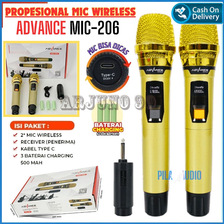 PROMO Advance Microphone Mic Double Wireless + Receiver MIC 206