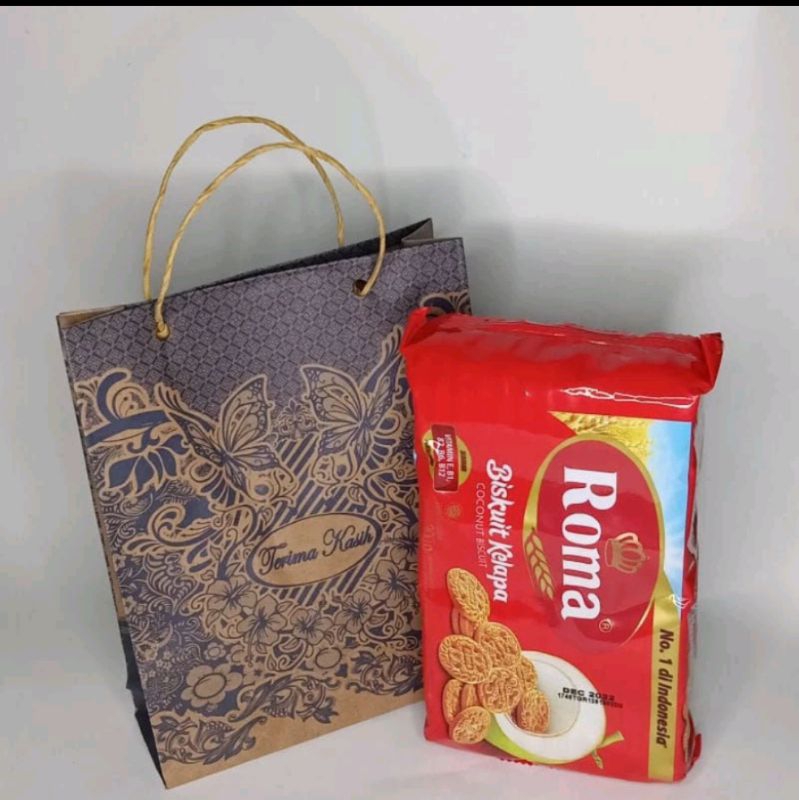 

100 Pcs paper bag batik hajatan tali besar souvernir ukuran sedang