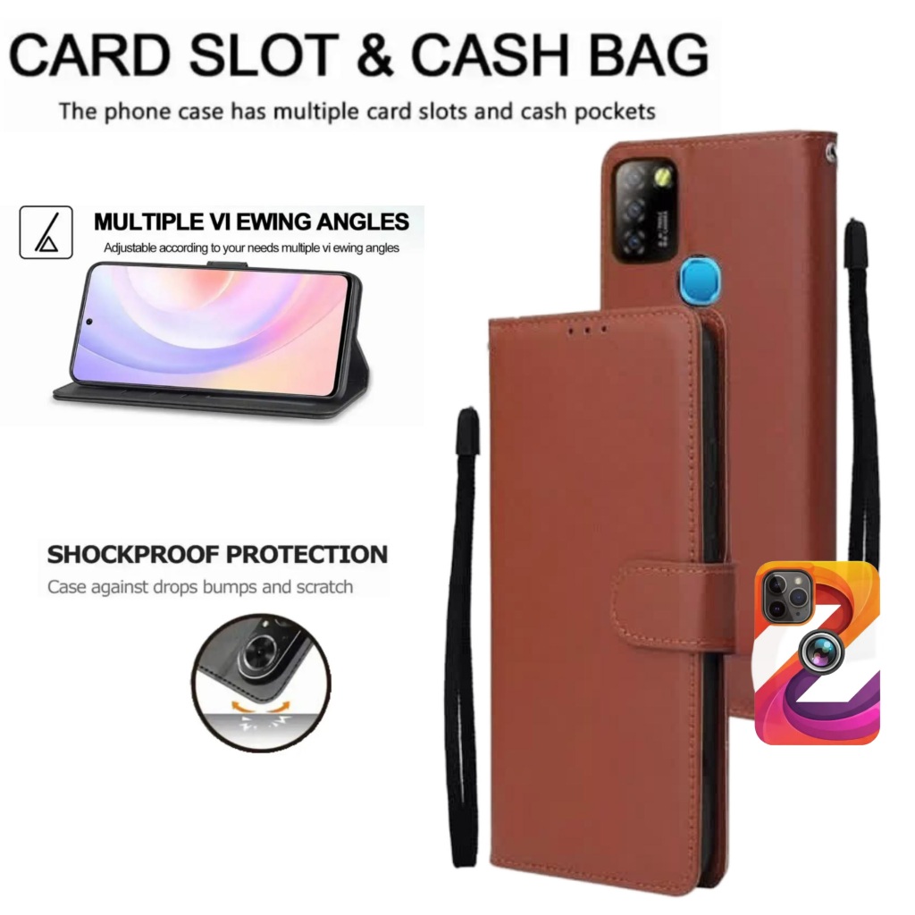 Flip cover leather case dompet kulit Infinix Zero 8 Smart 4 Smart 5 Smart 6 casing dompet