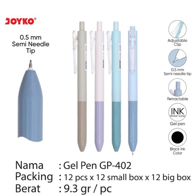 

( 1 pcs ) GP402 Pulpen Gel Cetrek / Gelpen Retractable Gp-402 / Pen Cetrek 0,5 mm / Bolpen Cetrek tinta hitam Joyko