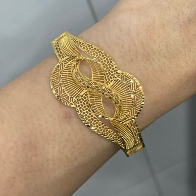 gelang kerawang infinity emas asli kadar 875