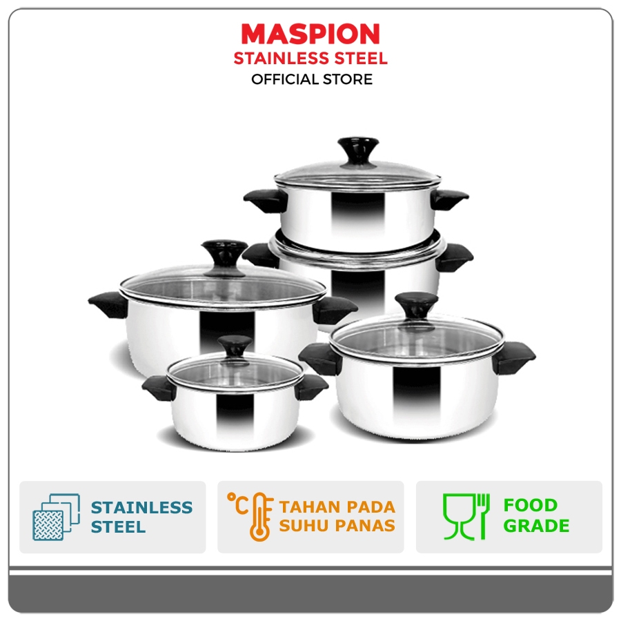 Maspion Panda Alat Masak Set Stainless Steel Dahlia Dutch Oven 10 pcs set