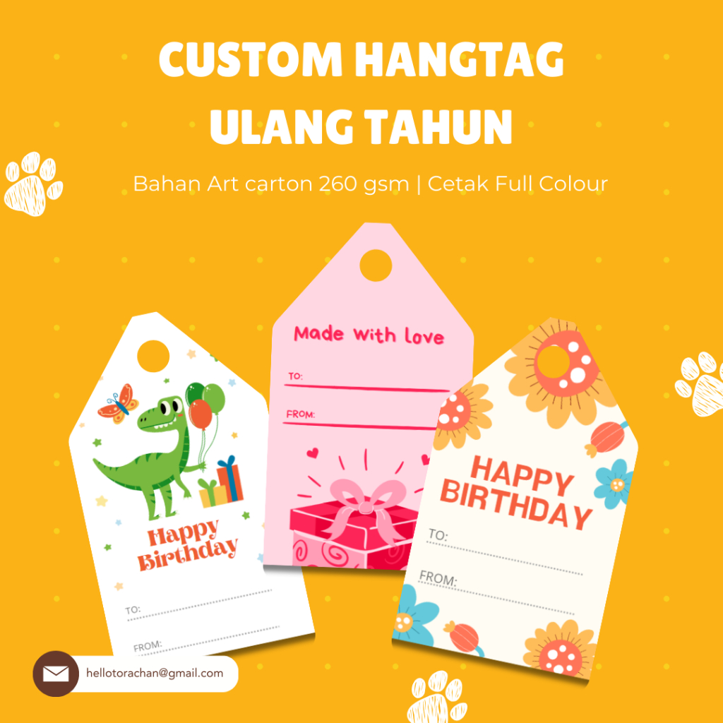 Print Cetak Hang Tag Ulang Tahun | Label Kado Ulang Tahun | Hang Tag Ulang Tahun Custom | Cetak Labe