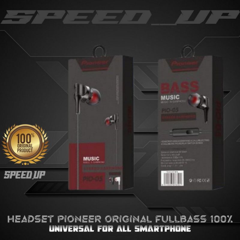 Headset Earphone Handsfree Pioneer Sound Full Bass Original 100%