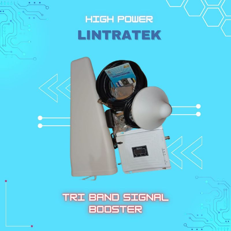 Lintratek Full Set Triband Repeater Signal Cell Phone MiFi Modem Wi-Fi Penguat Sinyal Edc Jaringan I
