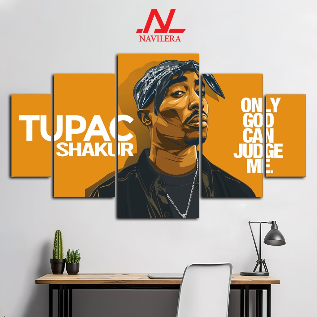 NAVILERA.CO HIASAN PAJANGAN DINDING BAND POSTER BAND 1 SET TUPAC SHAKUR 5 Pcs POSTER KAYU WALL DECOR