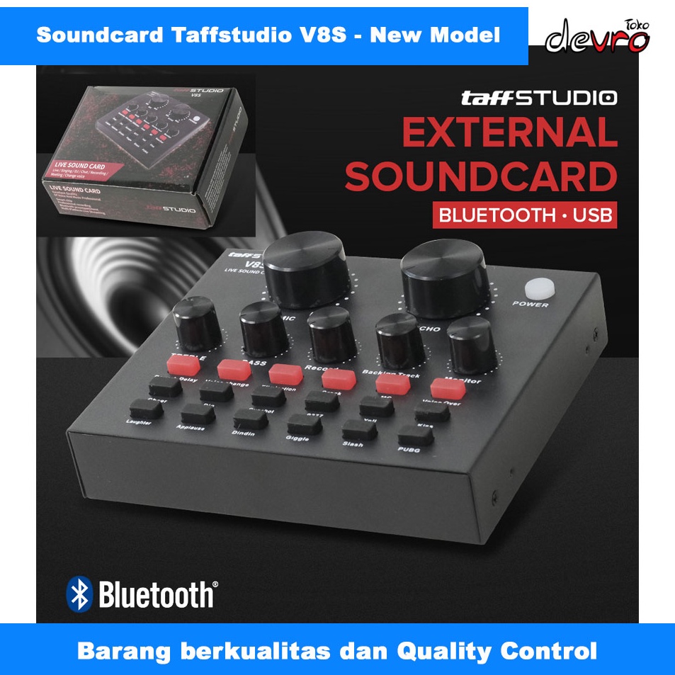 TAFFSTUDIO USB External Soundcard V8 V8S V8 PLus V8 PRO Live Broadcast Bluetooth  Sound Card V8 V8U 