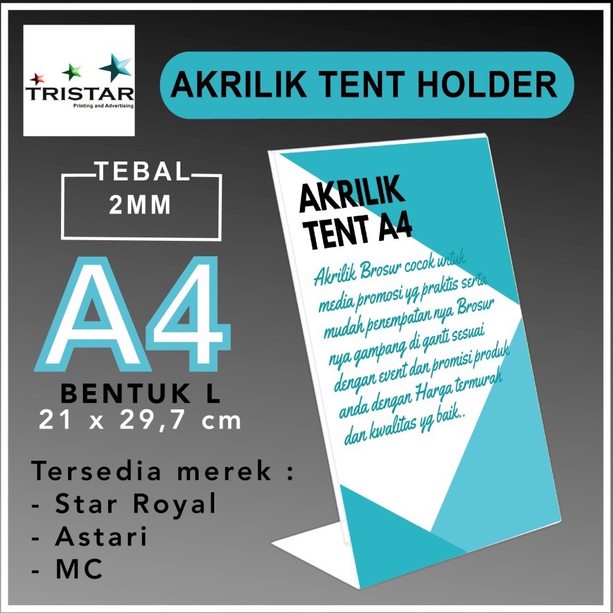 

KODE N9H AKRILIK TENT HOLDER A4 L TEMPAT BROSUR