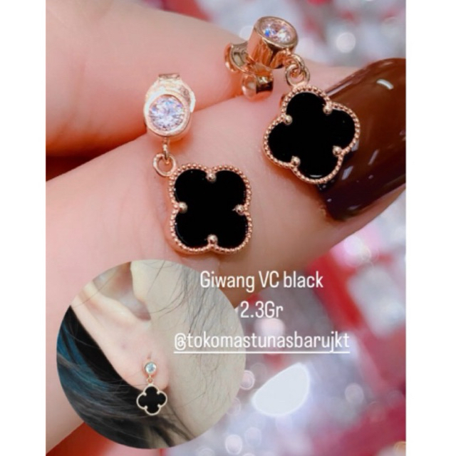 Giwang Clover VC Hitam Mata Kadar 8K
