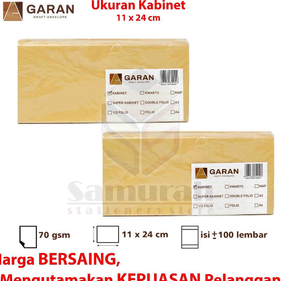 

KODE N29Q Amplop Kertas Coklat GARAN Ukuran Kabinet Kaca 11 x 24 cm Amplop Gaji Jendela Kiri Kanan 7 Gsm Gram 1 pak isi 1