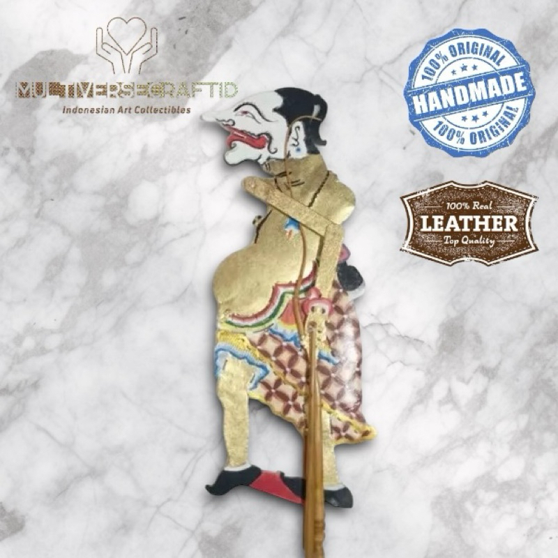 Miniatur Wayang Kulit Asli 30cm Petruk Punokawan Bahan Kulit Sapi Ukuran Mini