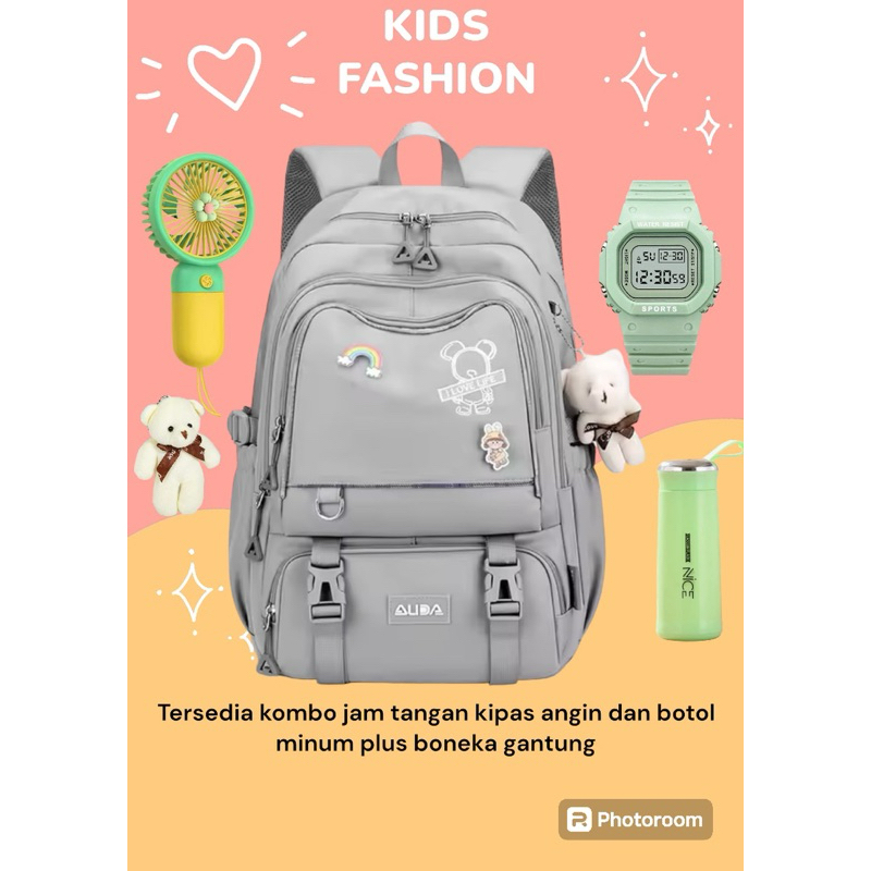 Tas punggung sekolah anak sd smp sma terbaru di 2024 ada paket jam tangan botol minum dan kipas angi