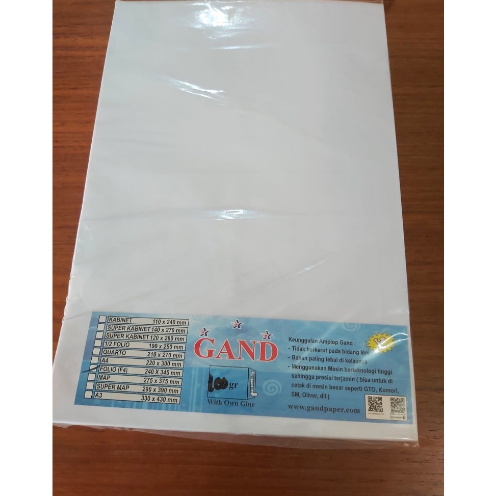 

KODE P55C Amplop Putih GAND F4Folio Seal 1 Gram 1 pack 1 lembar