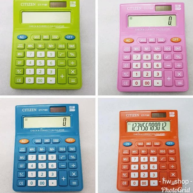 

KODE H94Q Kalkulator Citizen Ct 719 Kalkulator 12 Digit Warnanya Unik