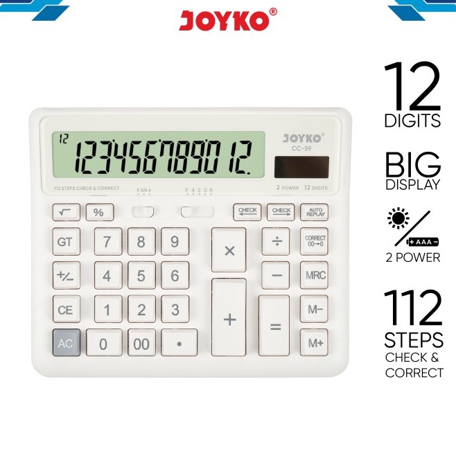 

KODE J22F Calculator Kalkulator Joyko CC59 12 Digits Check Correct