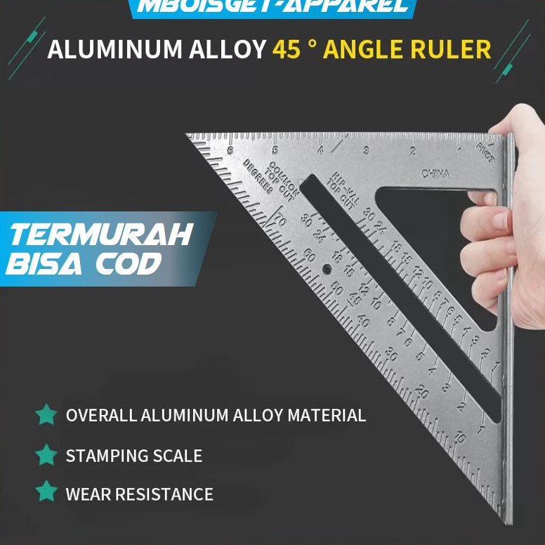 

KODE F75P MBOISGET Taffware Penggaris Siku Mistar Triangle Ruler Aluminium VK18 Gray