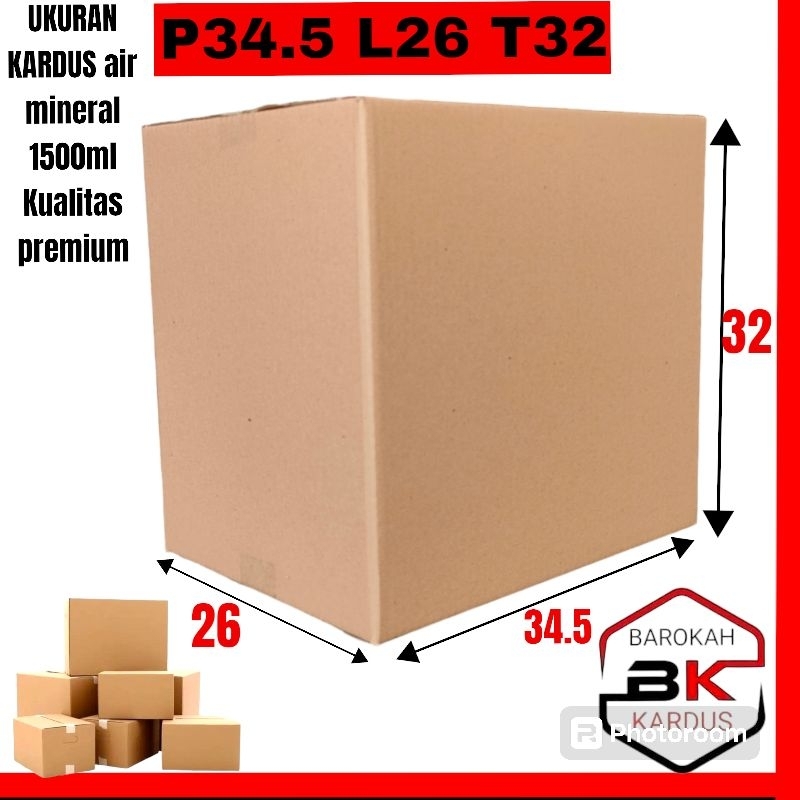

Kardus Air Mineral 1500ml 35x26x32.5 Cm / Kardus Box Packing Polos Tebal Premium