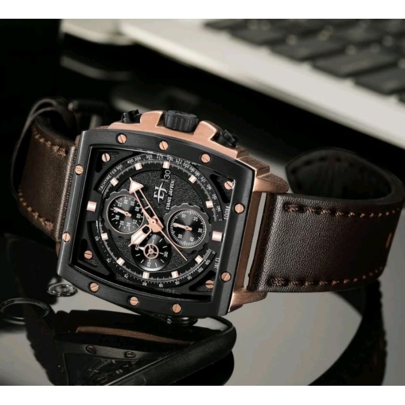 Evans Jayden Jam Tangan Pria 9463-1 Kulit Kaca Sapphire Water Resistant 10 ATM