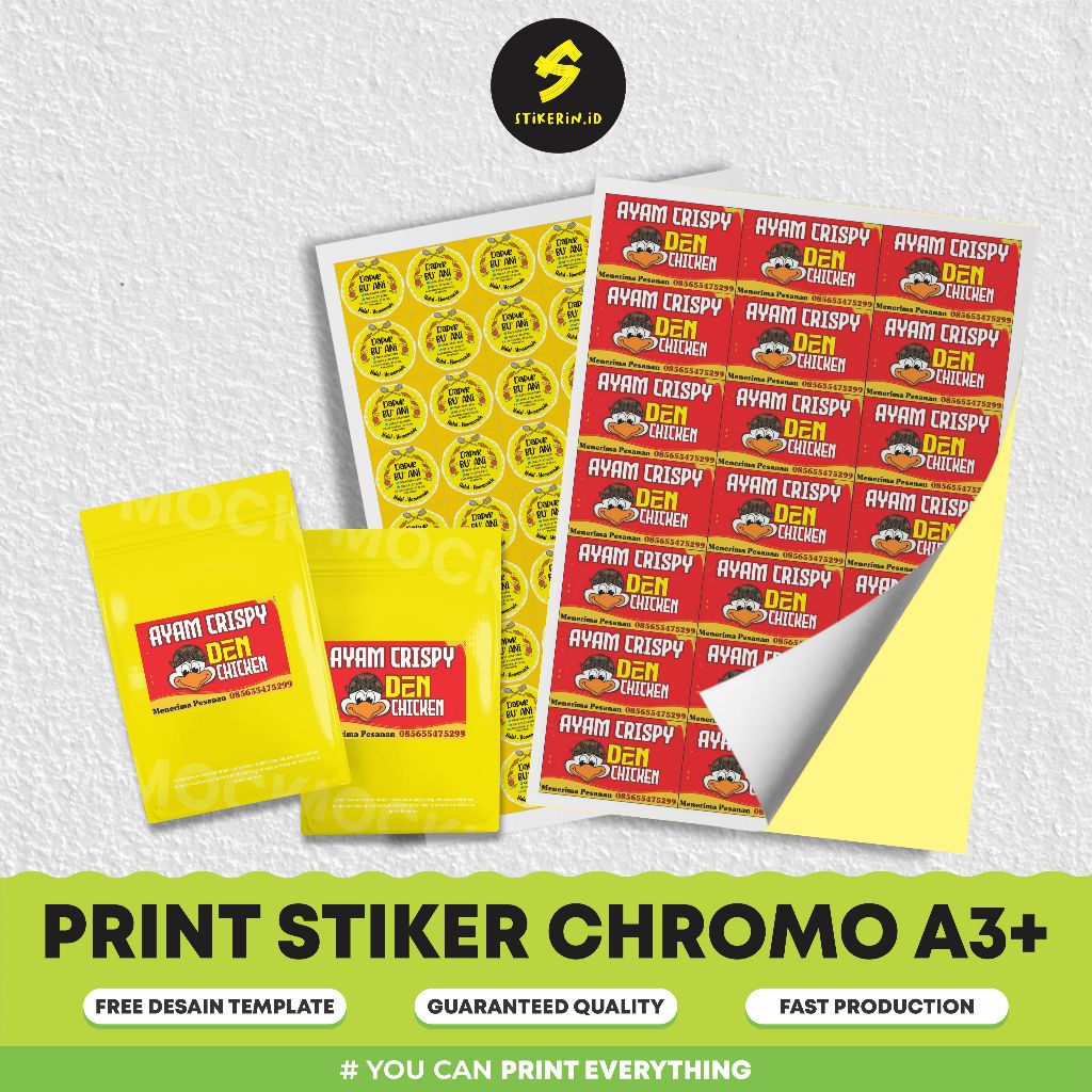 

STIKER CROMO / GLOSY / STIKER A3+ / LABEL MAKANAN NON CUTTING | FILE DESAIN DARI PELANGGAN