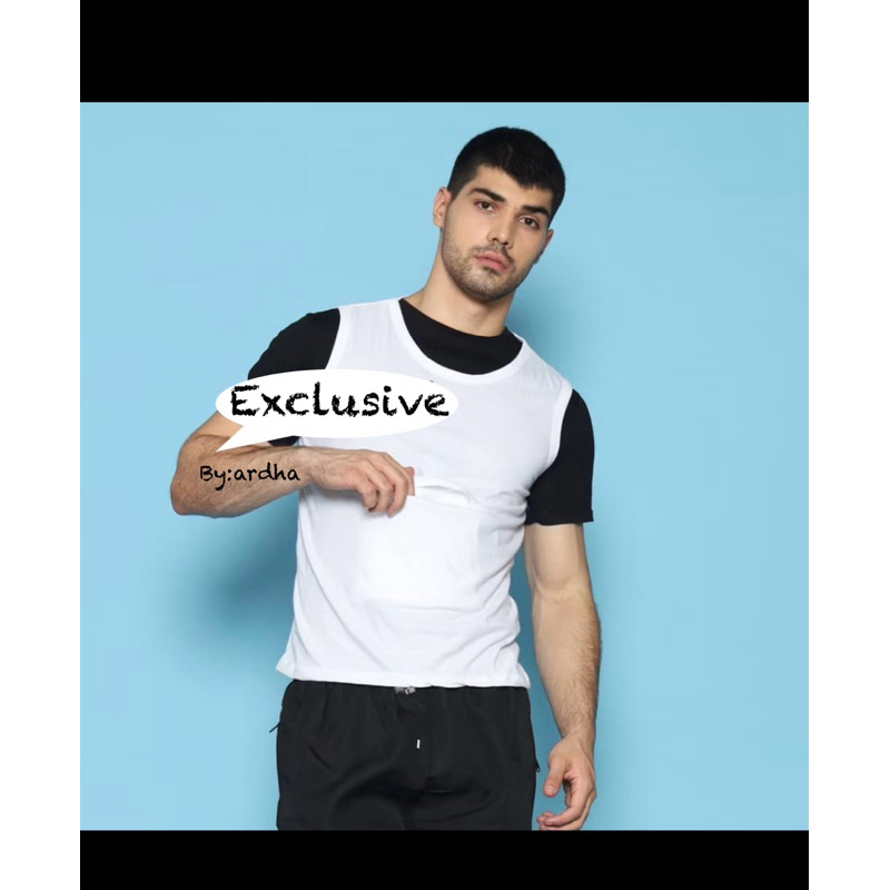 Kaos Singlet Haji Umroh Pria Berkantong Depan Perlengkapan Umroh Pria