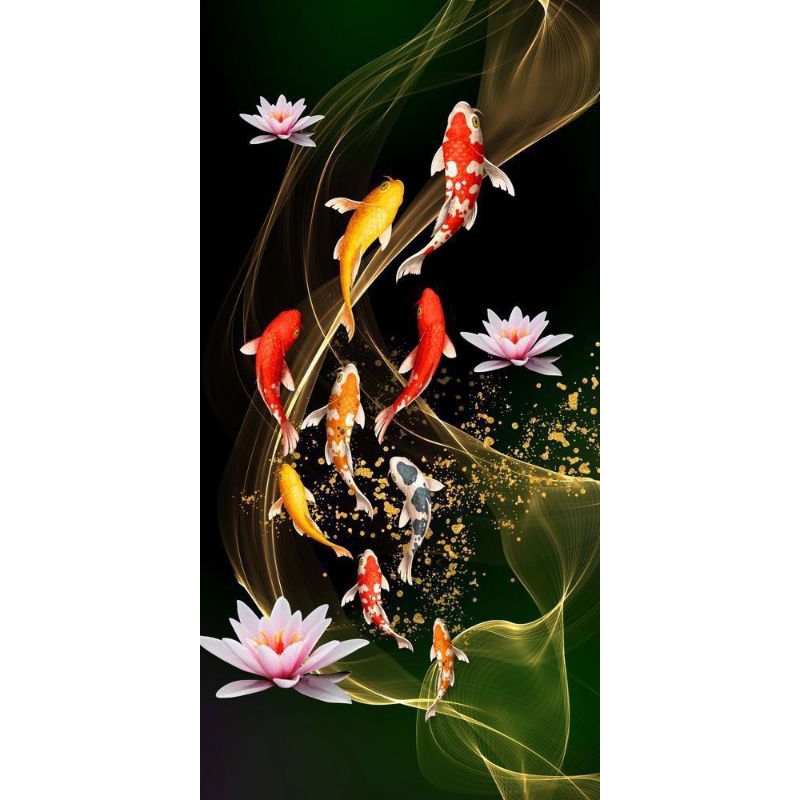 paket kristik ikan koi 14ct kain polos