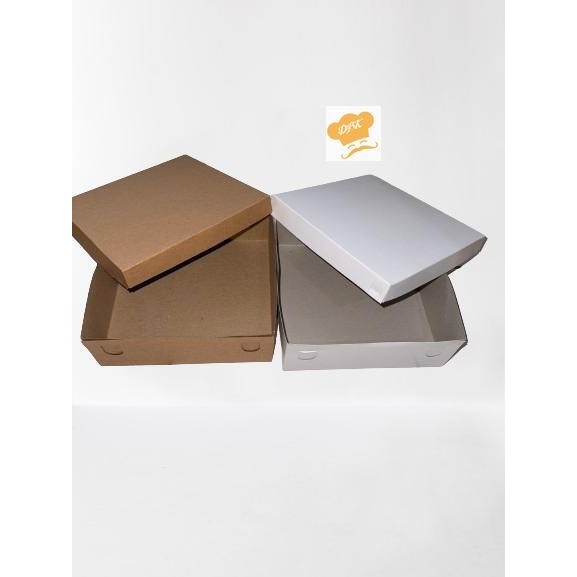 Box Kotak Nasi 350gsm catering polos putih / coklat ukuran 18x18 20x20