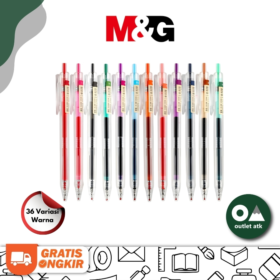 

Pulpen Pen Pena Cetek M&G Colorful Gel Retractable 0.5mm Journaling Notes Diary